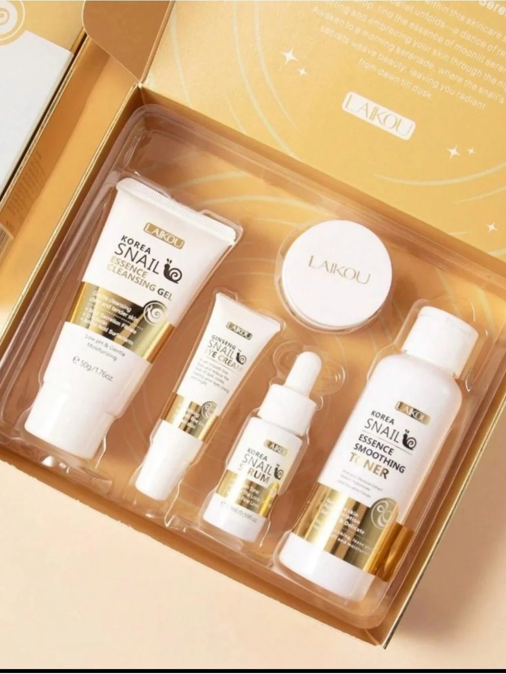 Laikou Korea Snail Essence Soothing Toner - White & Gold